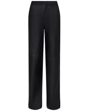 Black Leather Livvy Straight Leg Trouser