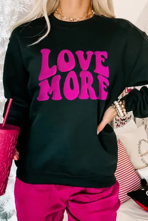 Black LOVE MORE Puff Print Crew Neck Sweatshirt