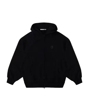 BLACK OVERSIZED ZIP-UP HOODIE