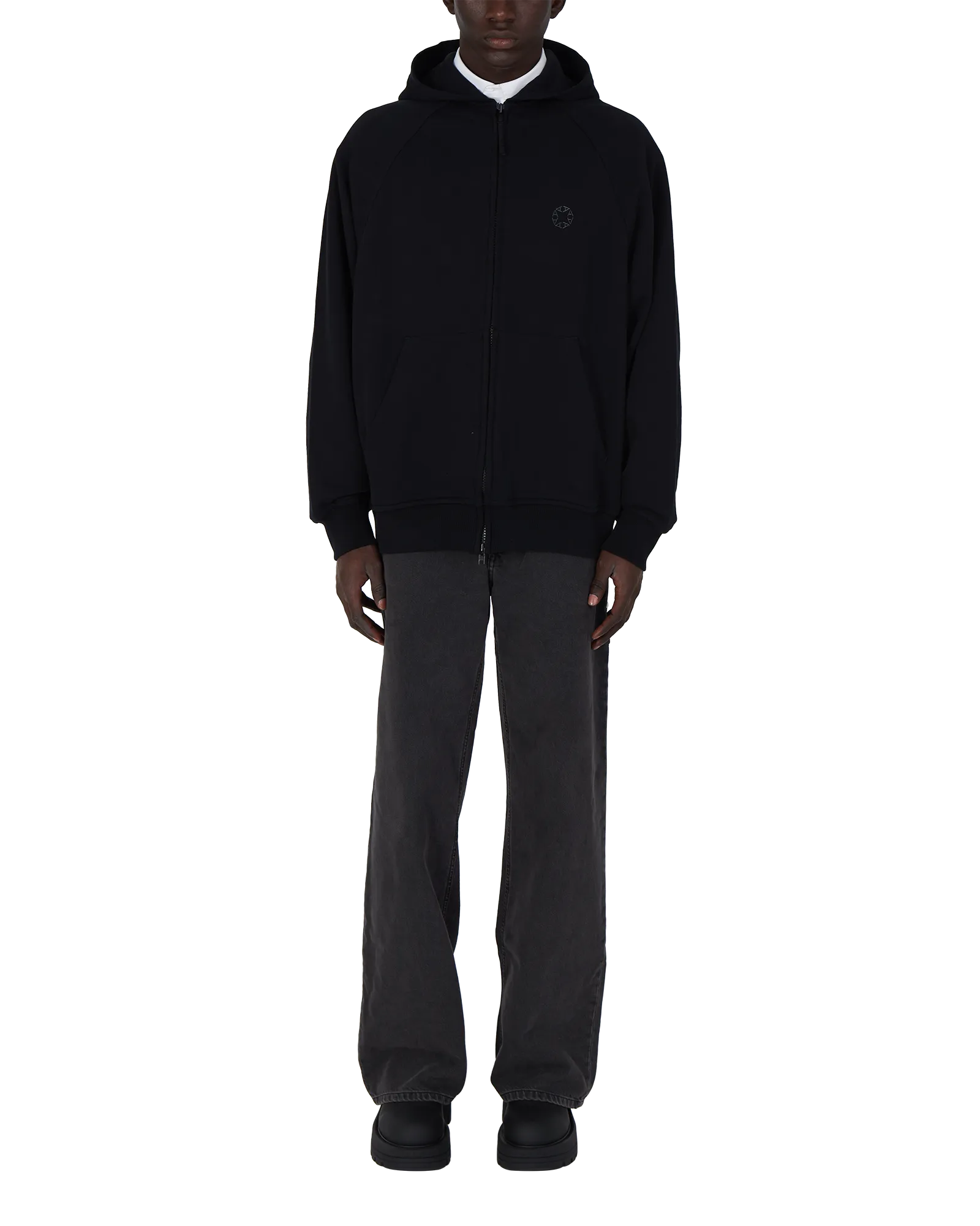 BLACK OVERSIZED ZIP-UP HOODIE