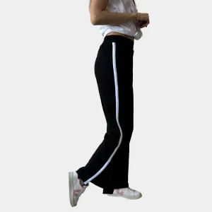 Black/White Stripe Sweatpants - Amyic