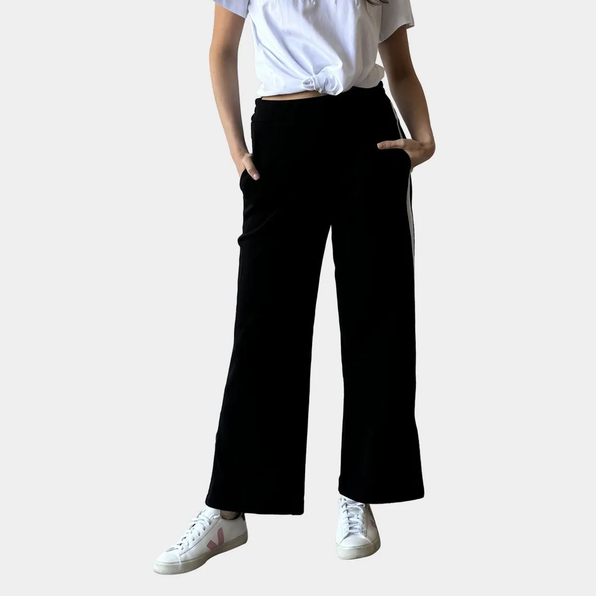 Black/White Stripe Sweatpants - Amyic