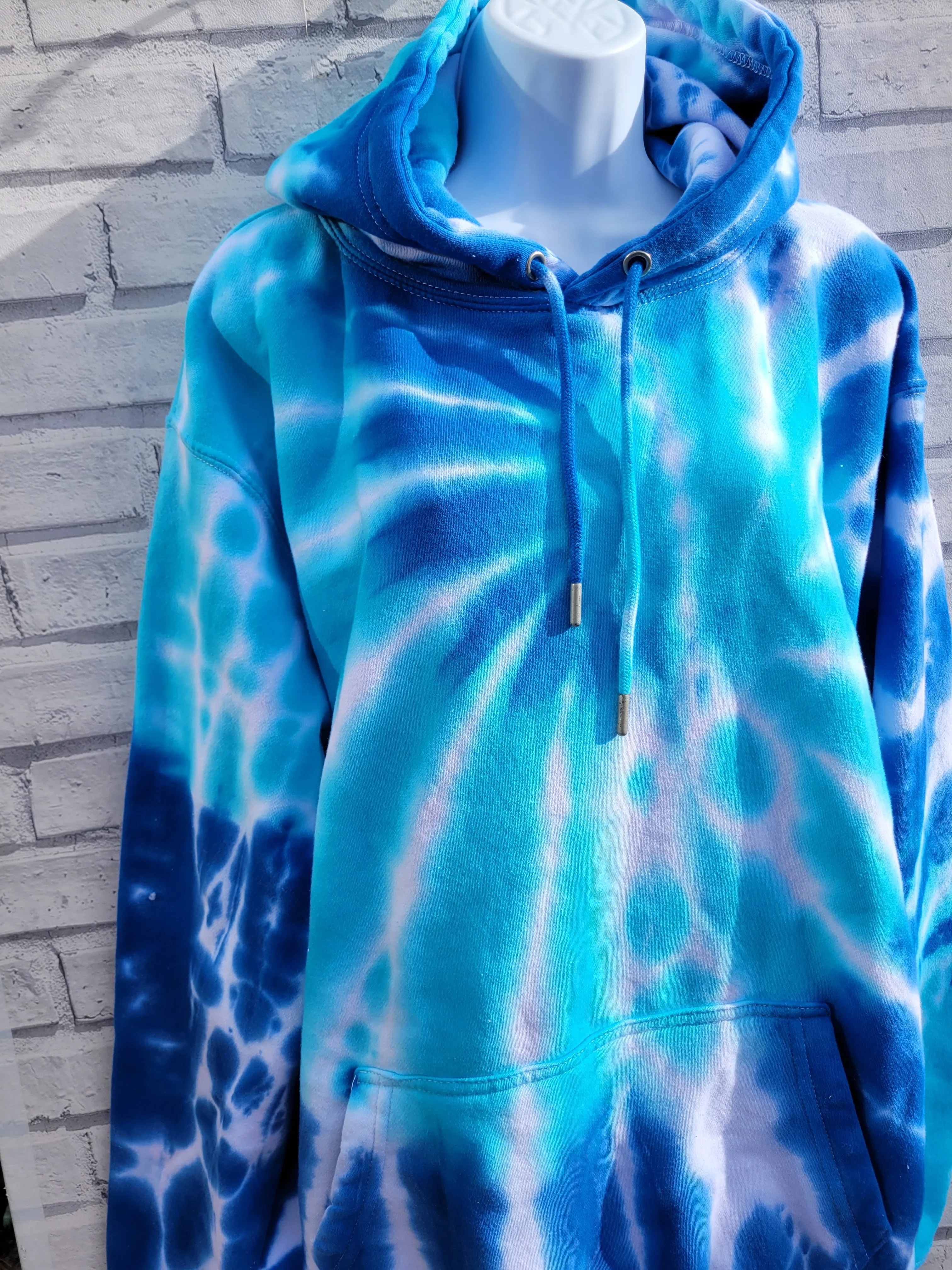 Blue Tie Dye Vegan Hoodie Organic Cotton