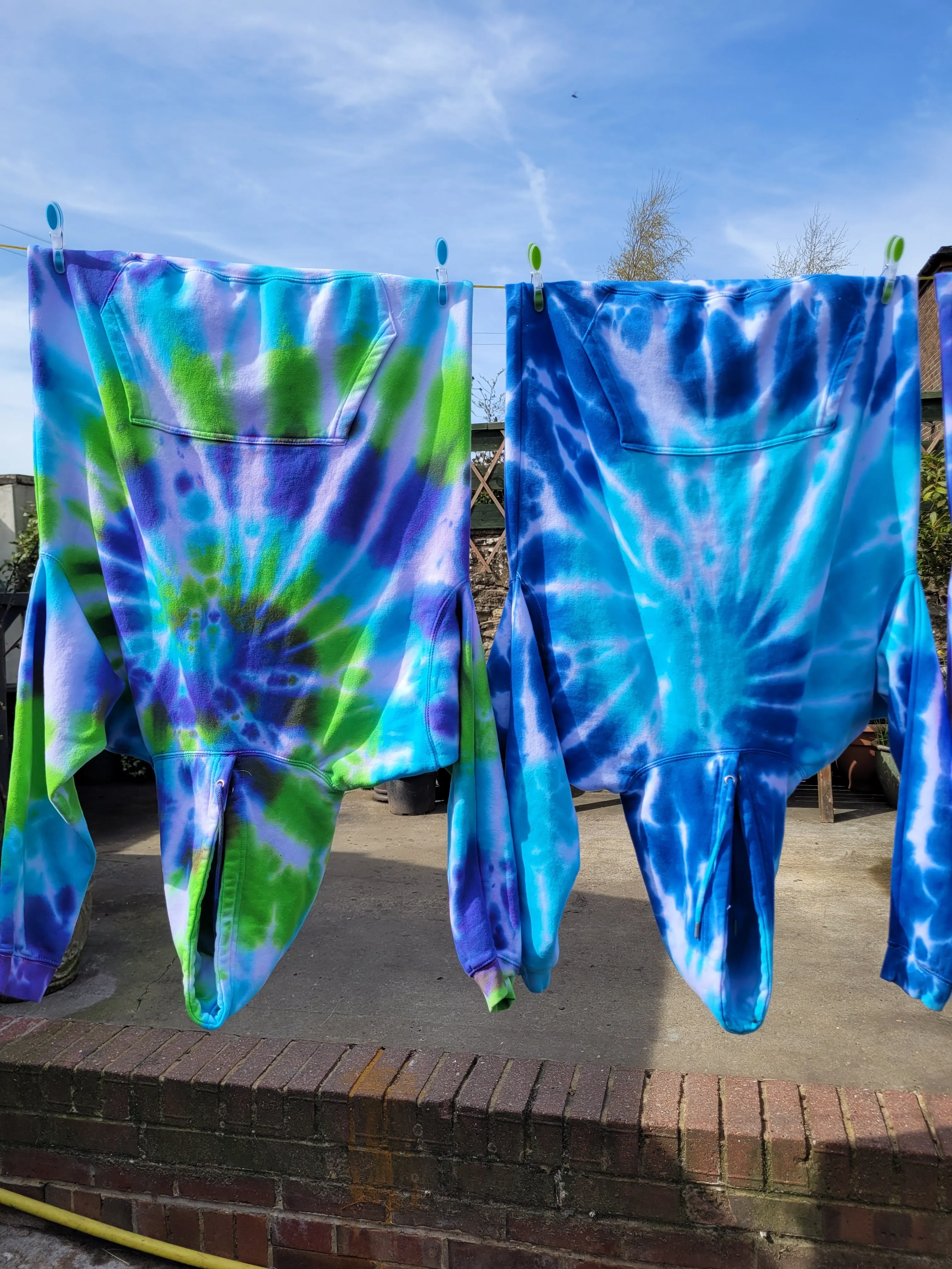 Blue Tie Dye Vegan Hoodie Organic Cotton