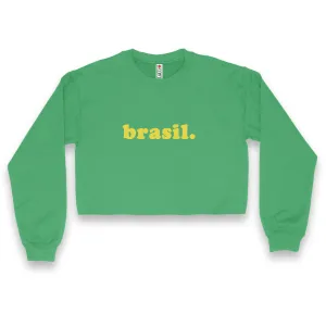 'Brasil' Crop Top Crewneck - Green - Premium Brushed Fleece