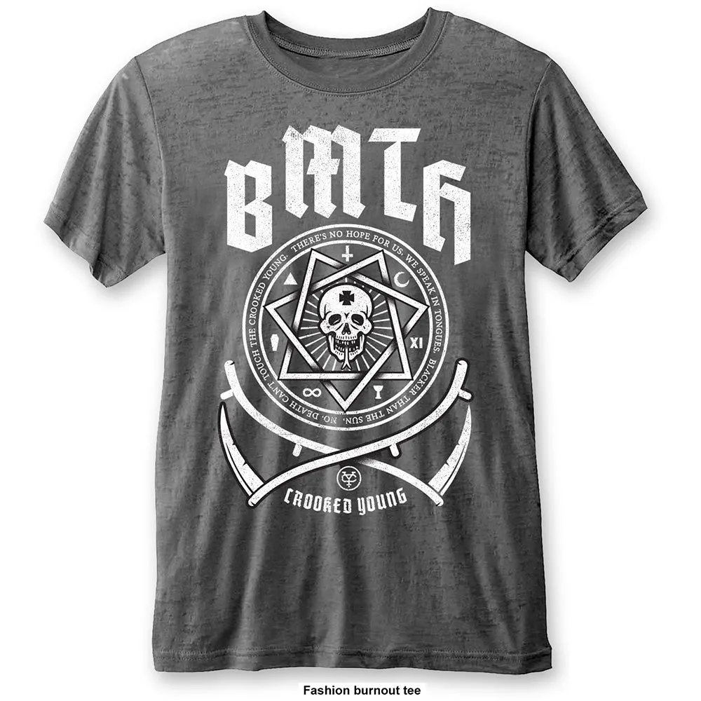 BRING ME THE HORIZON UNISEX T-SHIRT: CROOKED YOUNG (BURNOUT)