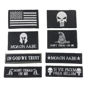 Bundle 8 Pieces Tactical Military Patch SetUSA Flag Patches and Flag Patch (Black)