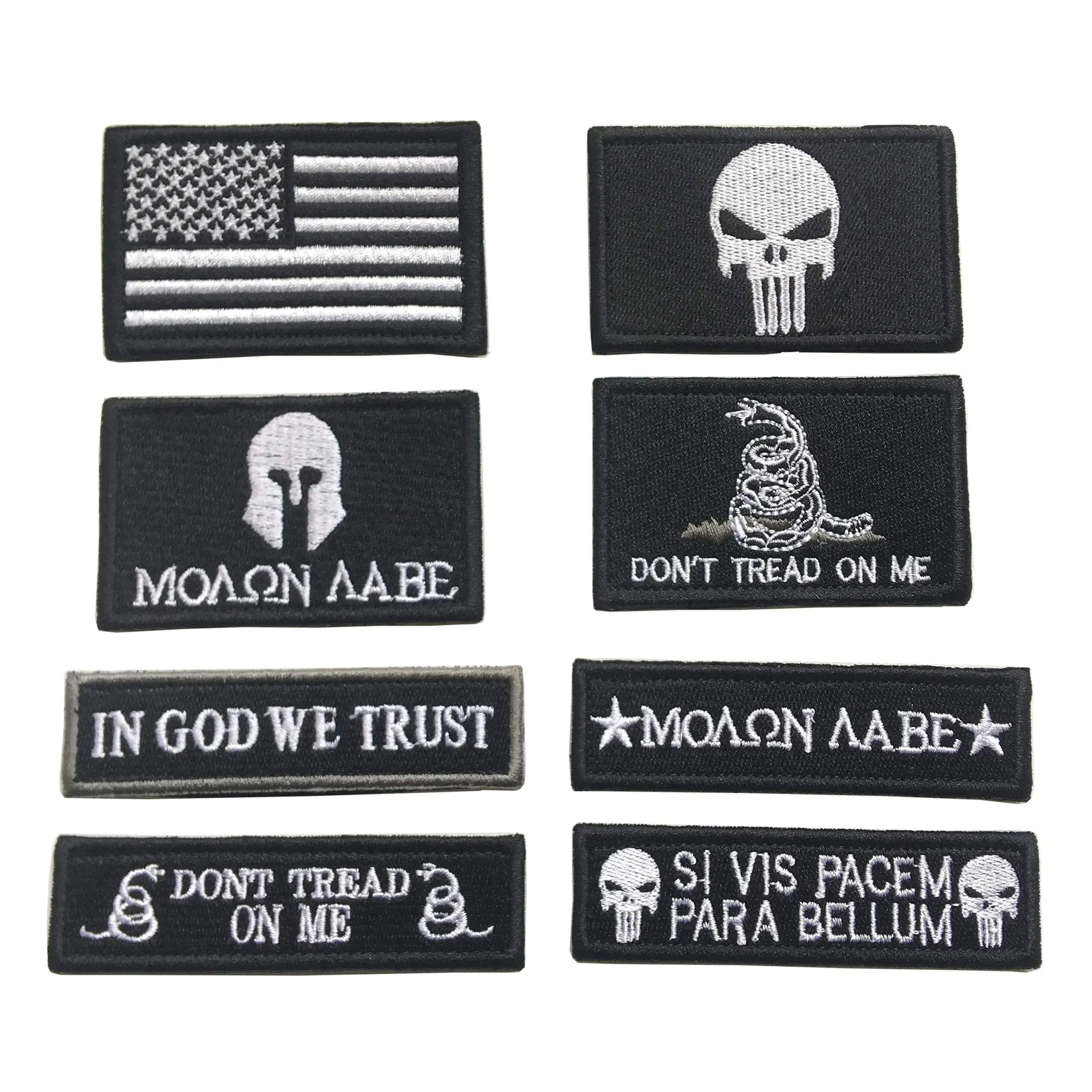 Bundle 8 Pieces Tactical Military Patch SetUSA Flag Patches and Flag Patch (Black)