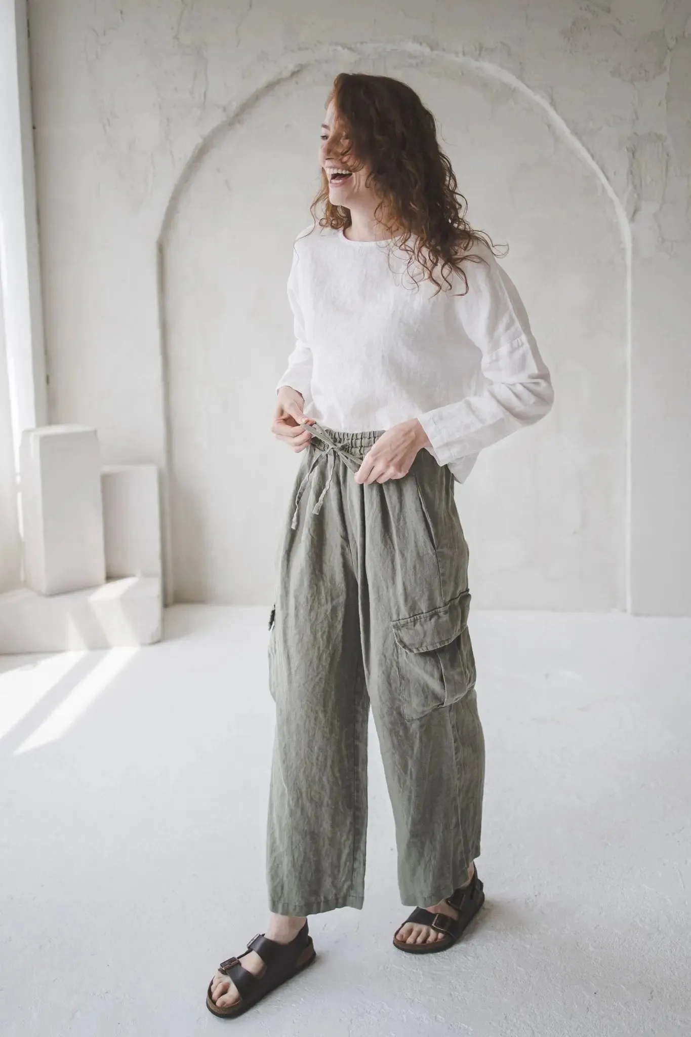 Cargo Loose Linen Pants