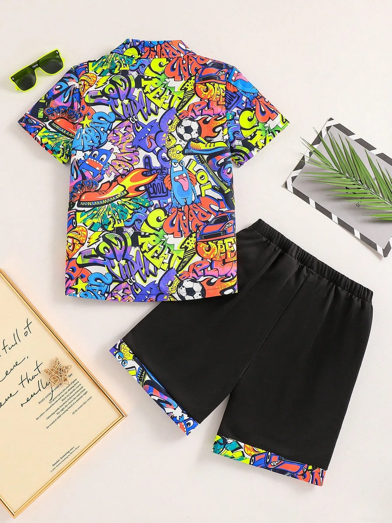 Cartoon on t shirts| Tween Boys Allover Print Button-Front Shirt