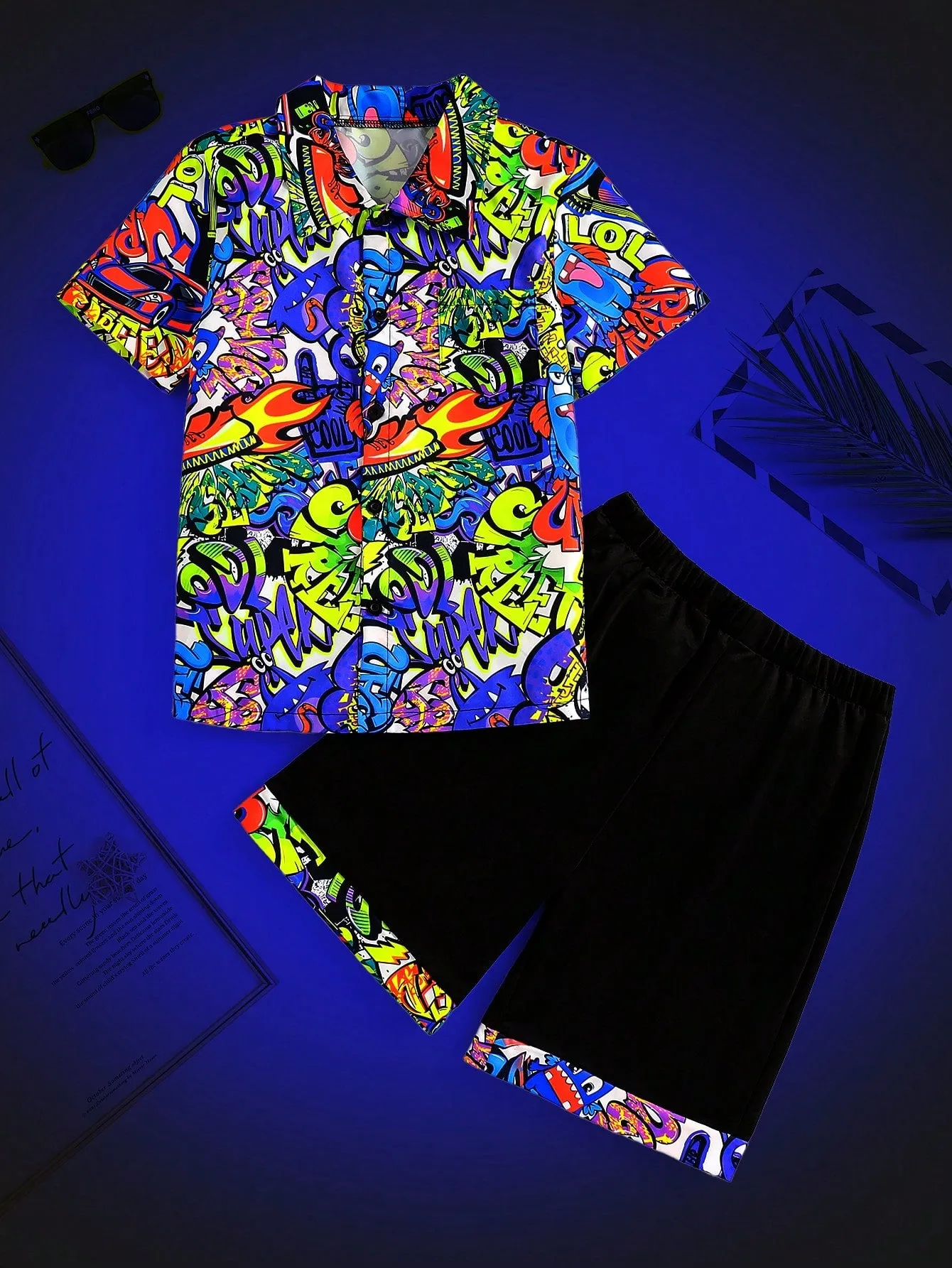 Cartoon on t shirts| Tween Boys Allover Print Button-Front Shirt