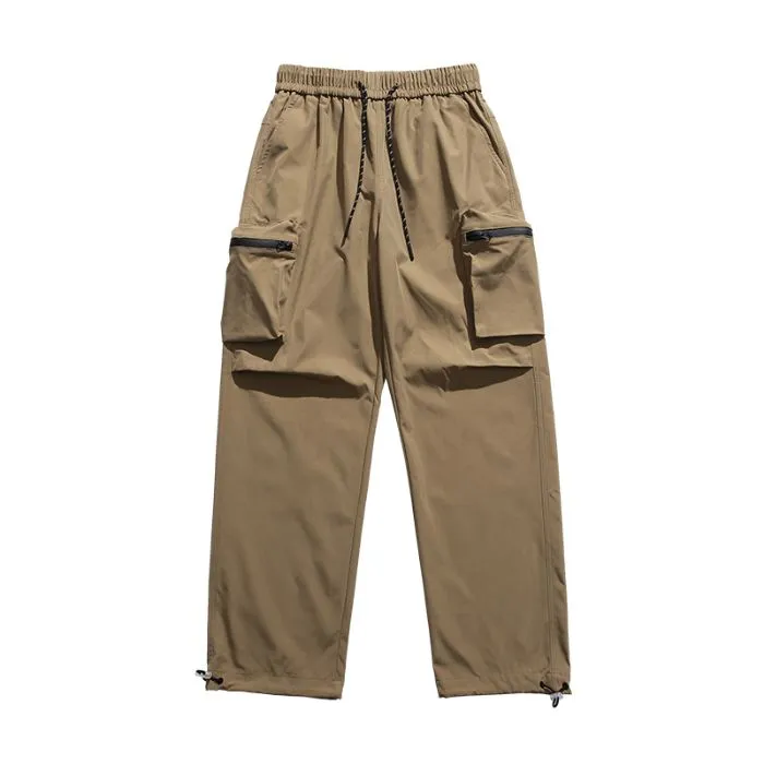Casual Wide Leg Cargo Pants in Soft Water Washed Cotton for Men