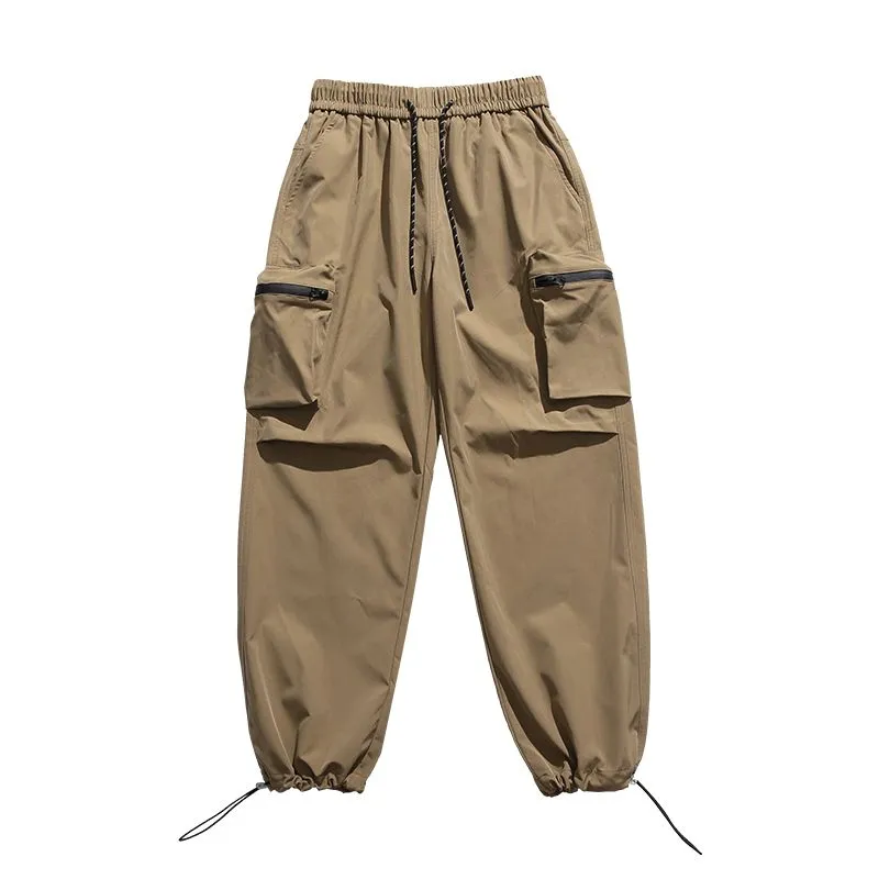 Casual Wide Leg Cargo Pants in Soft Water Washed Cotton for Men