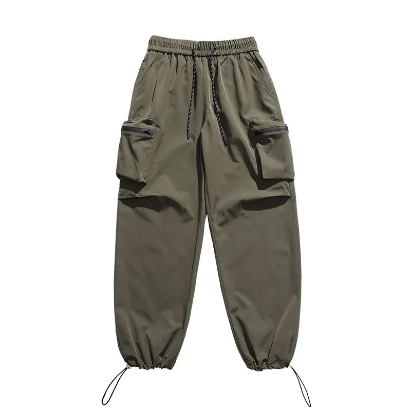 Casual Wide Leg Cargo Pants in Soft Water Washed Cotton for Men