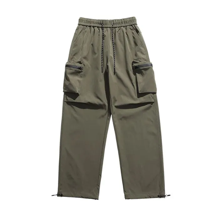 Casual Wide Leg Cargo Pants in Soft Water Washed Cotton for Men