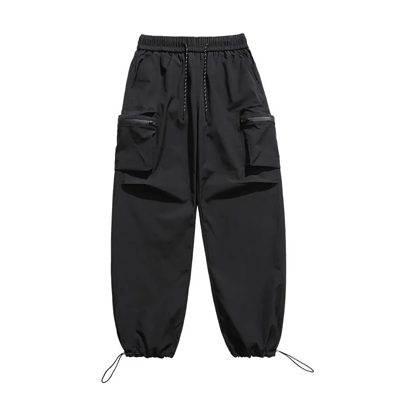 Casual Wide Leg Cargo Pants in Soft Water Washed Cotton for Men