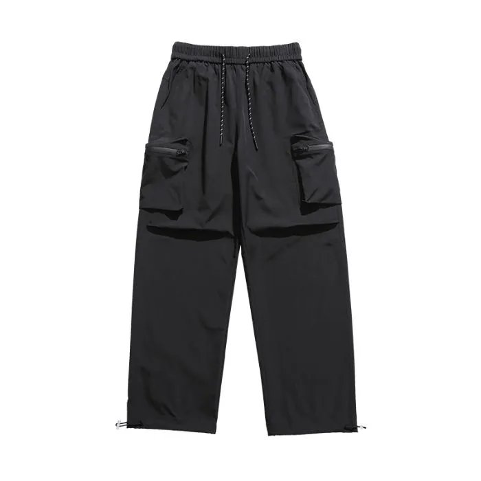 Casual Wide Leg Cargo Pants in Soft Water Washed Cotton for Men