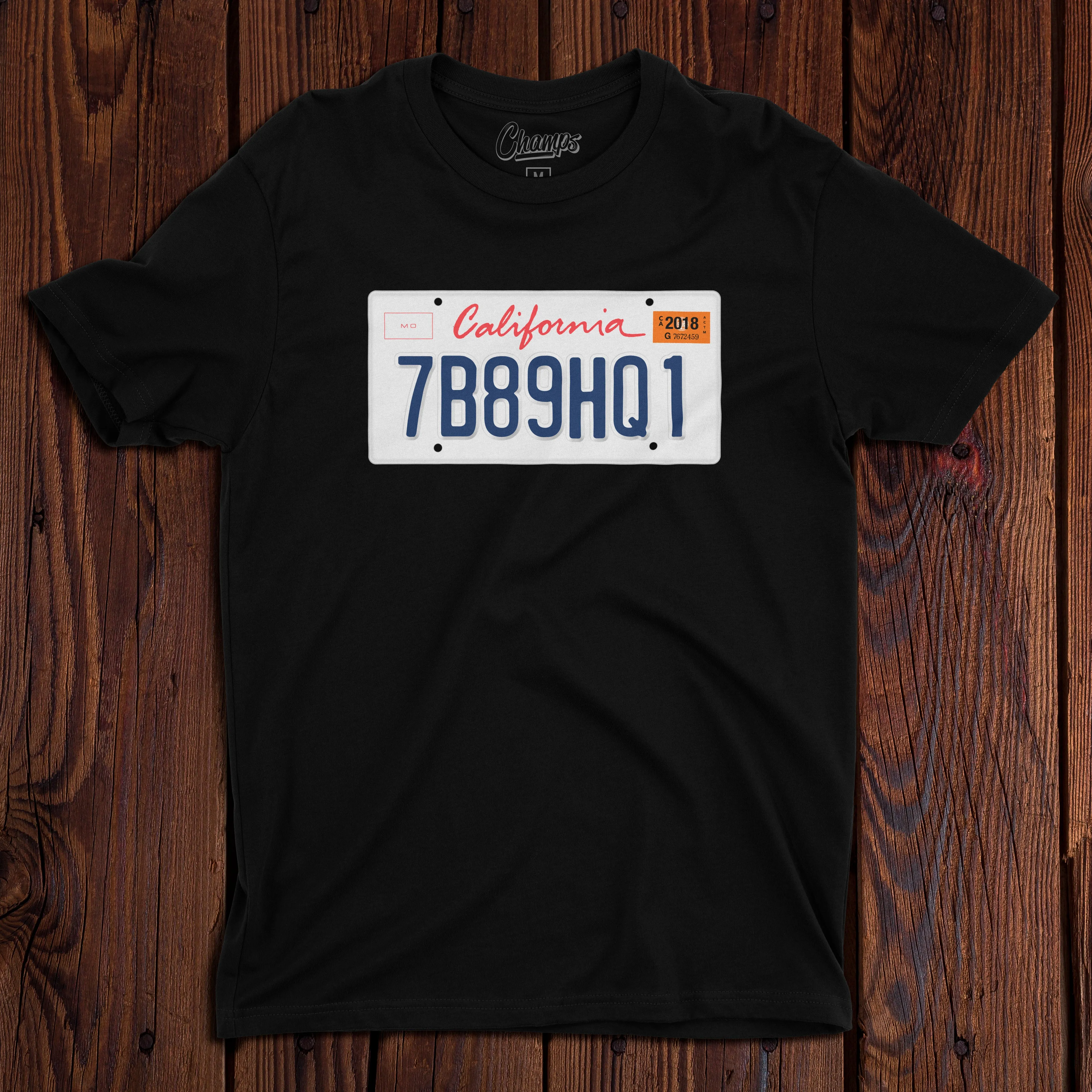 Champ's Speedshop - 94-Current California License Plate T-shirt - Custom!