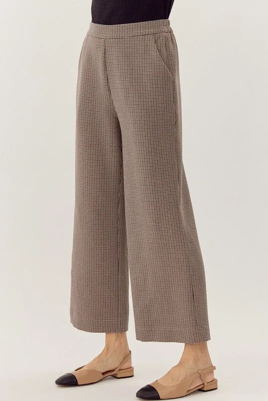 Checkered Print Wide-Leg Pants