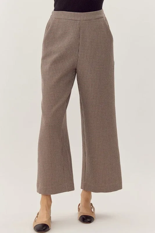 Checkered Print Wide-Leg Pants