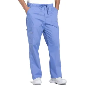 Cherokee Workwear Professionals WW190 Scrubs Pants Mens Tapered Leg Drawstring Cargo Ceil Blue