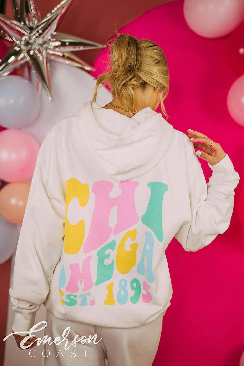 Chi Omega Colorful PR Hoodie