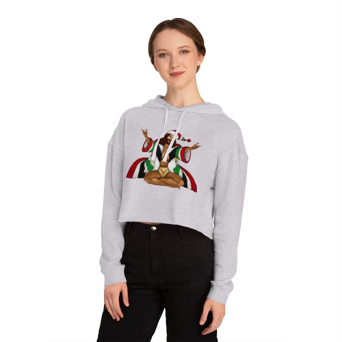 Christmas LGBTQ Women’s Cropped Hooded Sweatshirt - Black Gay