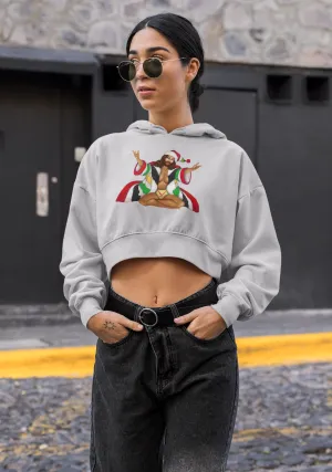 Christmas LGBTQ Women’s Cropped Hooded Sweatshirt - Black Gay