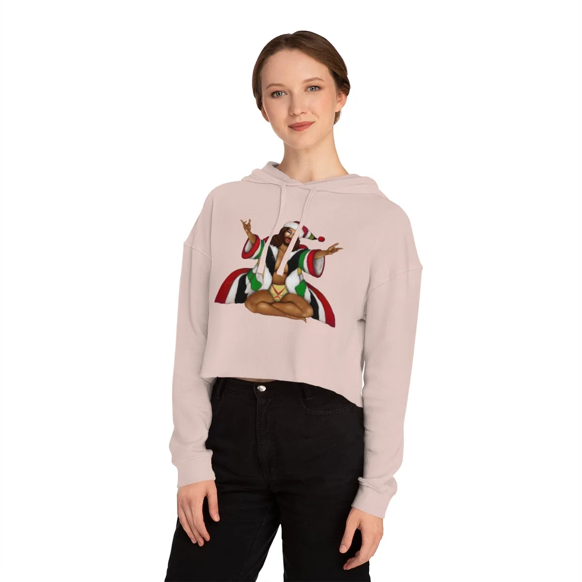 Christmas LGBTQ Women’s Cropped Hooded Sweatshirt - Black Gay