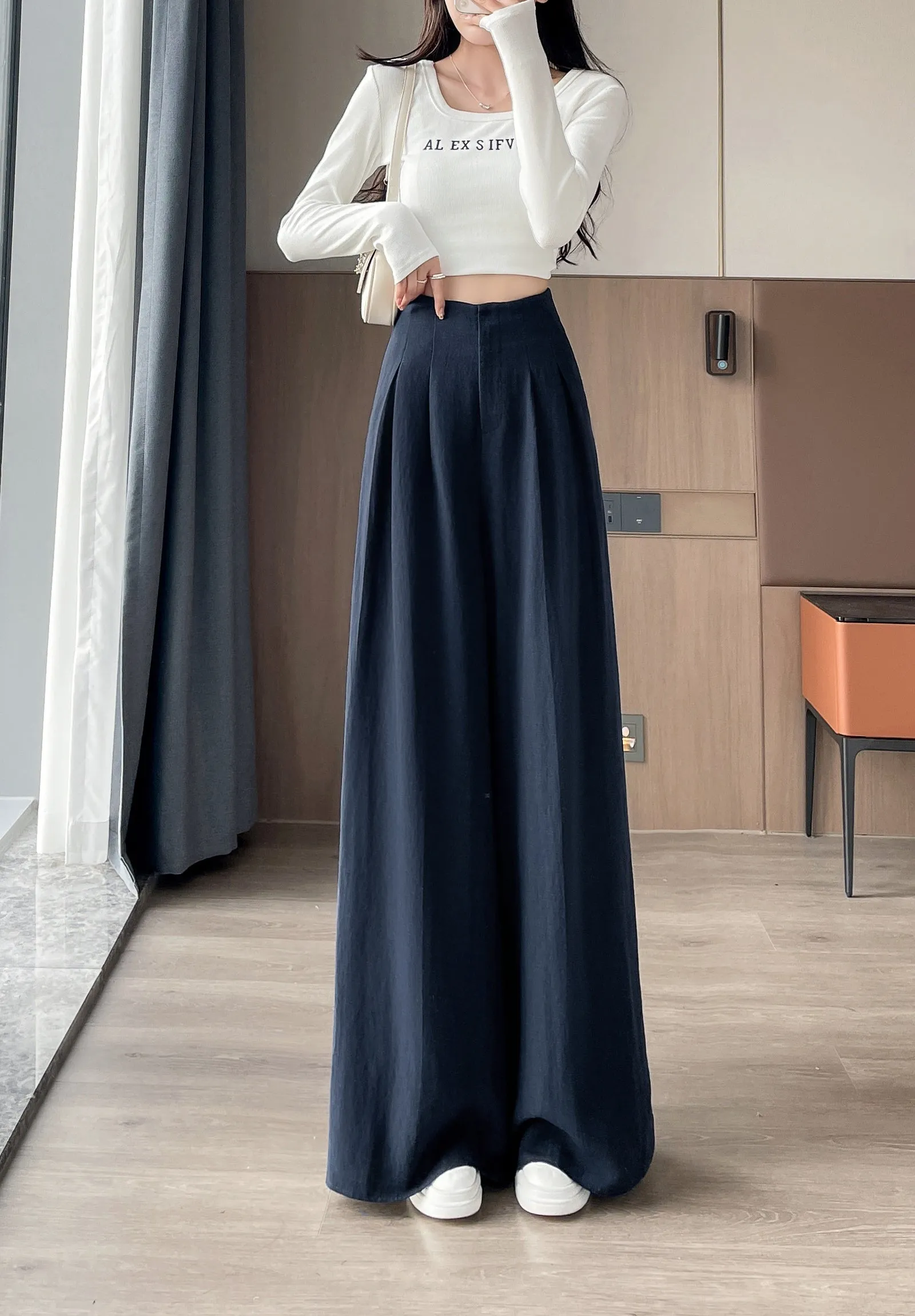 Comfortable and Breathable High Waisted Wide Leg Trousers
