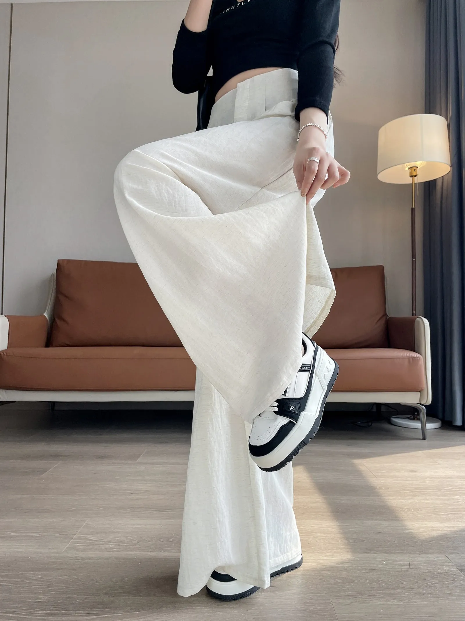 Comfortable and Breathable High Waisted Wide Leg Trousers