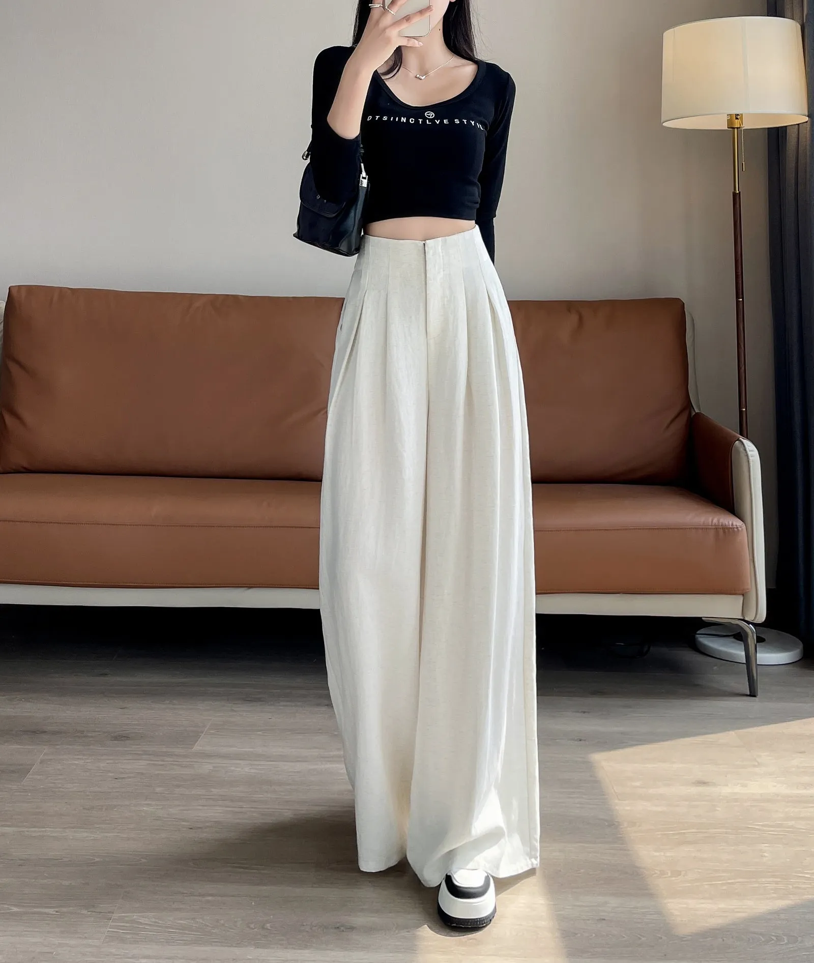 Comfortable and Breathable High Waisted Wide Leg Trousers