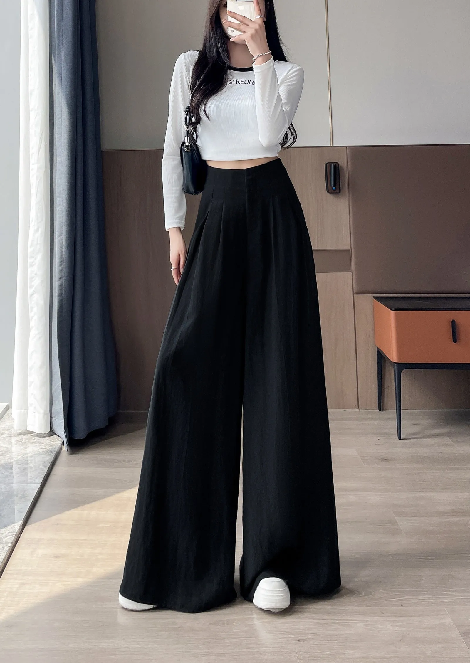 Comfortable and Breathable High Waisted Wide Leg Trousers