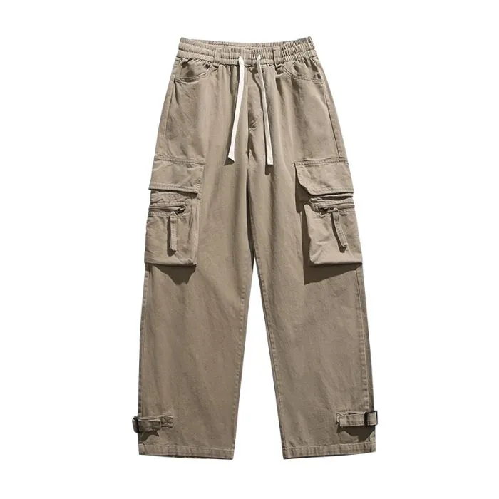Comfortable Straight-Leg Cargo Pants for Men with Bellows Pockets