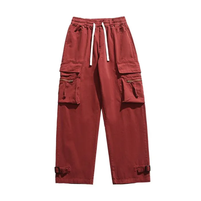 Comfortable Straight-Leg Cargo Pants for Men with Bellows Pockets