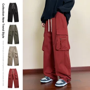 Comfortable Straight-Leg Cargo Pants for Men with Bellows Pockets