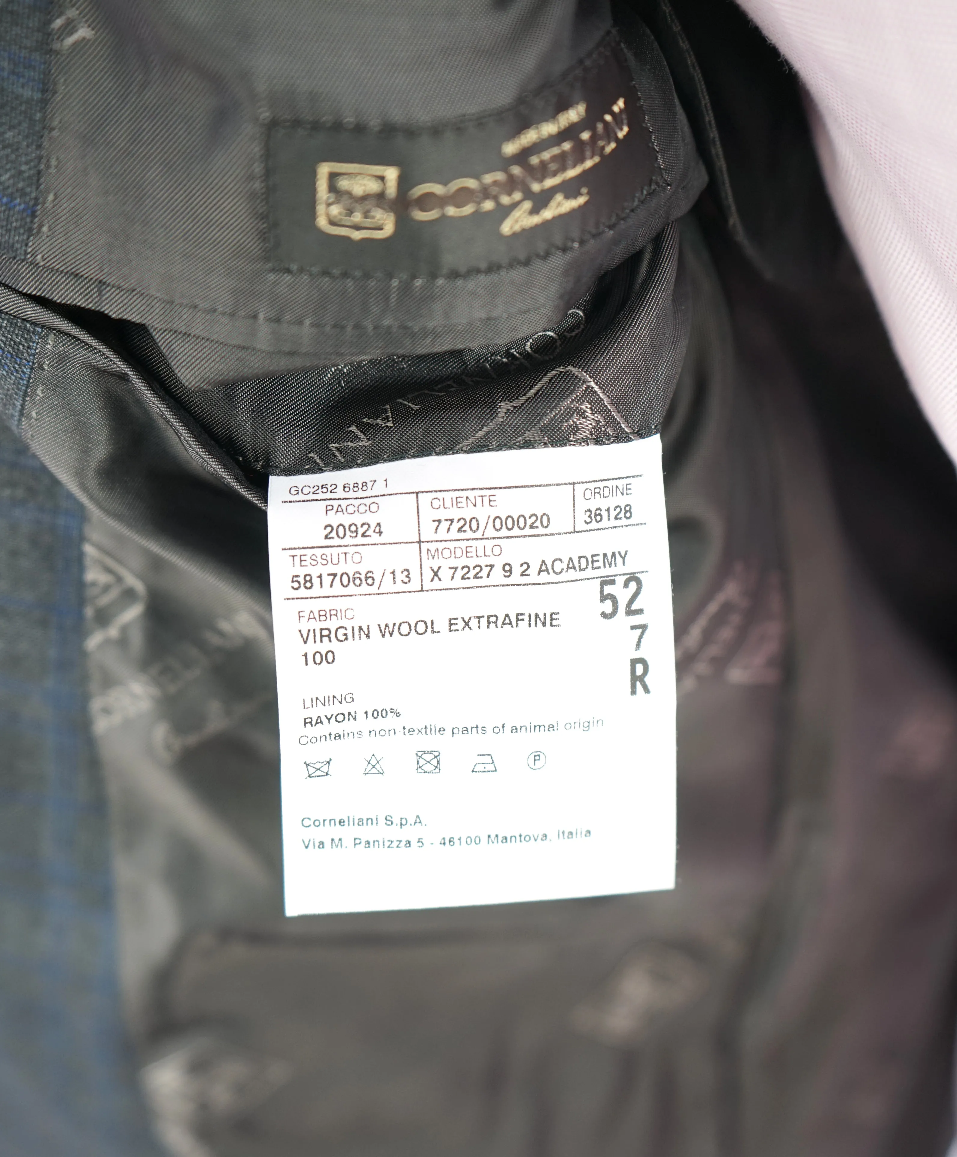 CORNELIANI - Blue/Gray Check MOP Button "Super Fine 18,25 Microns" Suit - 42R