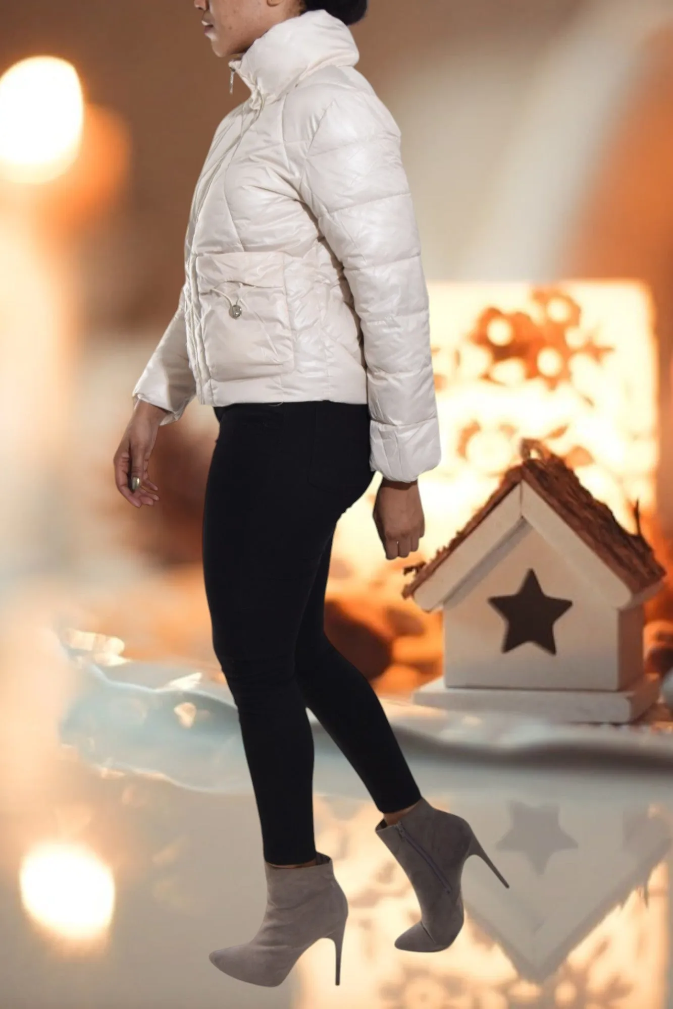 Cream White Puffer Jacket