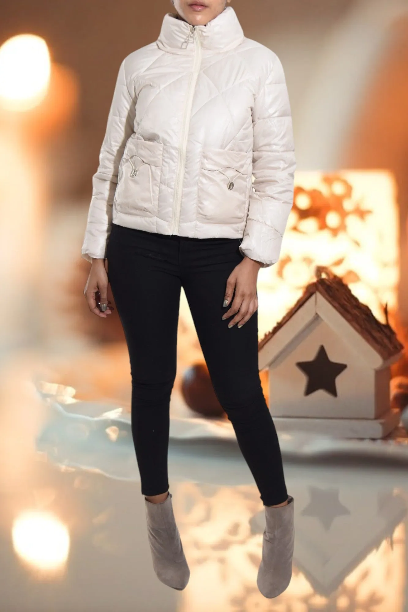 Cream White Puffer Jacket