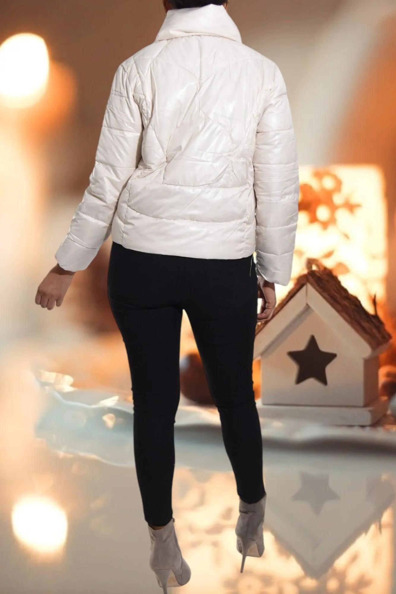 Cream White Puffer Jacket