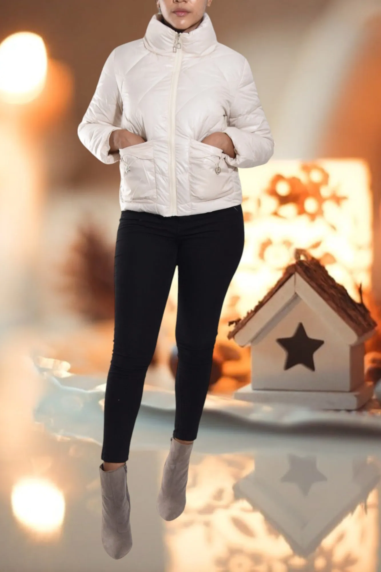 Cream White Puffer Jacket