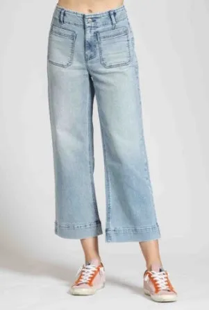 Crop Wide Leg Jean with Patch Pockets
