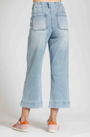 Crop Wide Leg Jean with Patch Pockets
