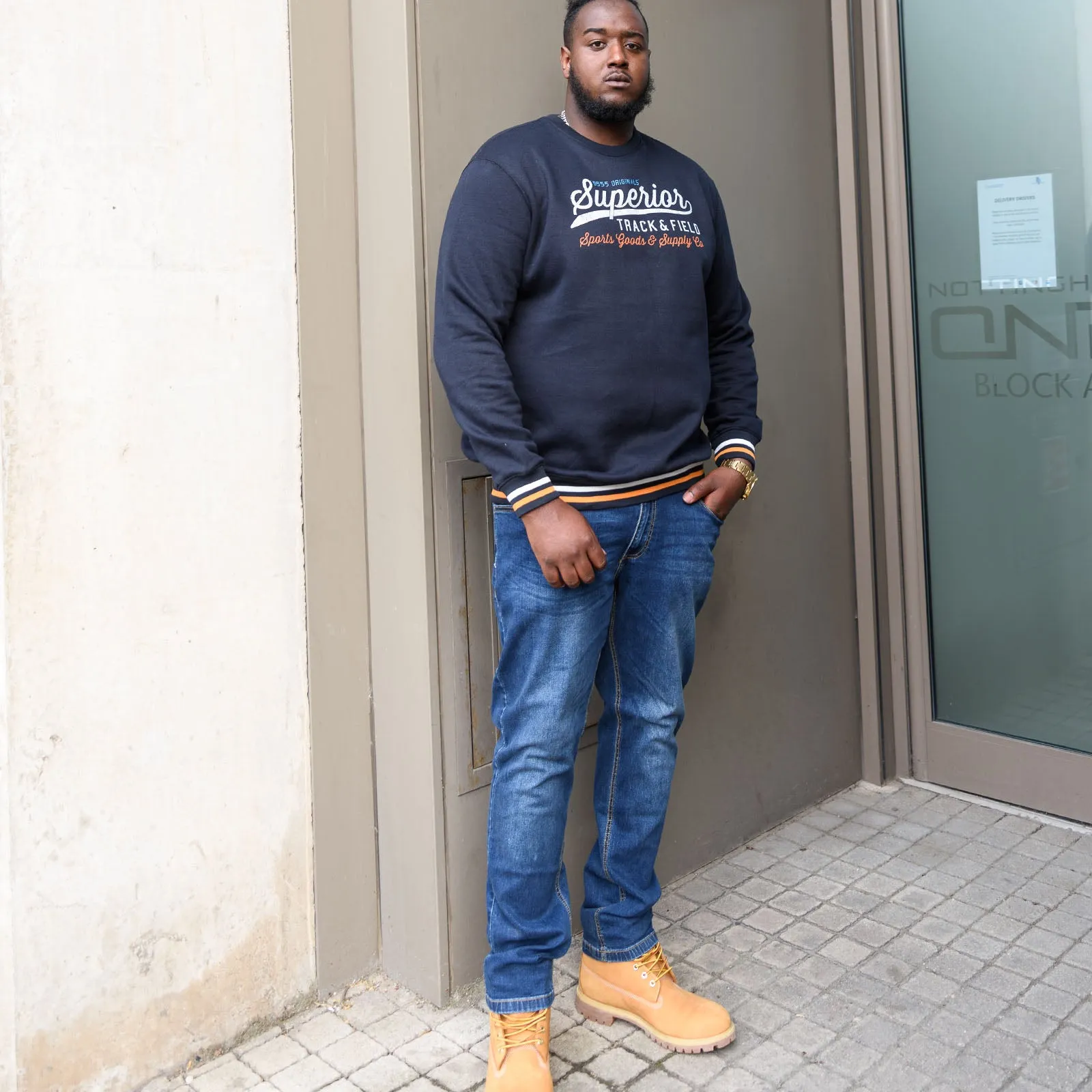 D555 Mens Marlow Big & Tall Track & Field Printed Sweatshirt - Navy