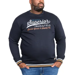 D555 Mens Marlow Big & Tall Track & Field Printed Sweatshirt - Navy