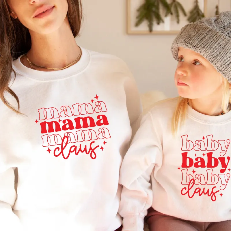 Daddy Claus Mama Claus Baby Claus Little Claus Matching Family Christmas Sweatshirts