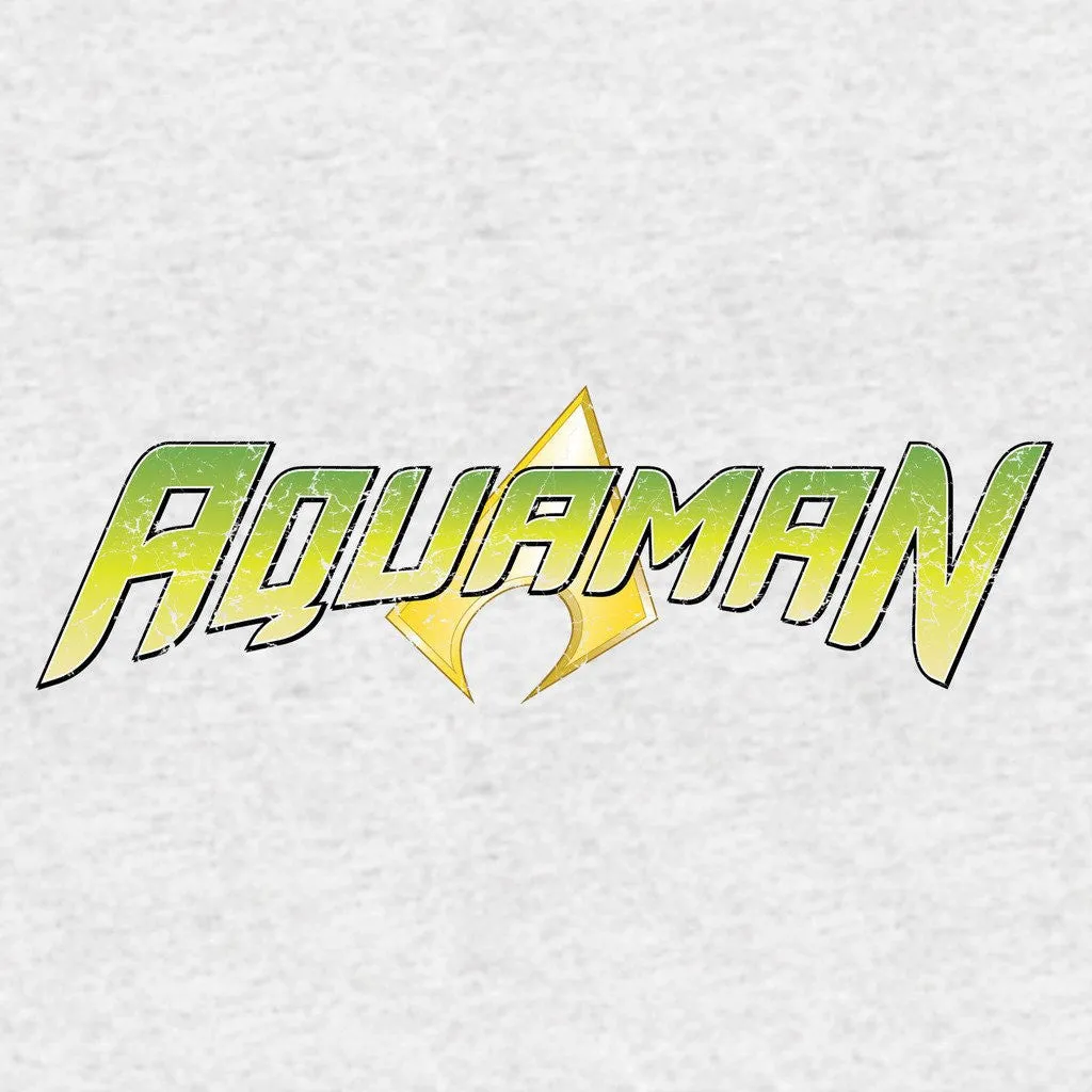 DC Comics Aquaman Distressed Logo Official Men's T-shirt (Sports Grey)