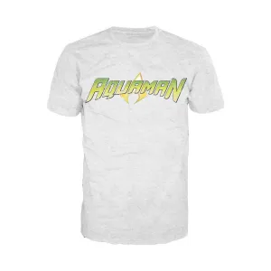 DC Comics Aquaman Distressed Logo Official Men's T-shirt (Sports Grey)