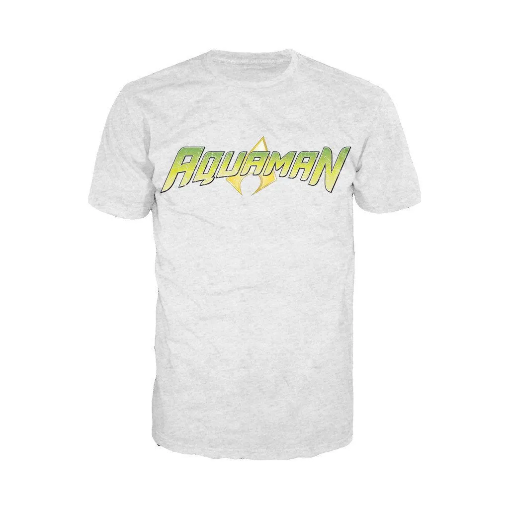 DC Comics Aquaman Distressed Logo Official Men's T-shirt (Sports Grey)