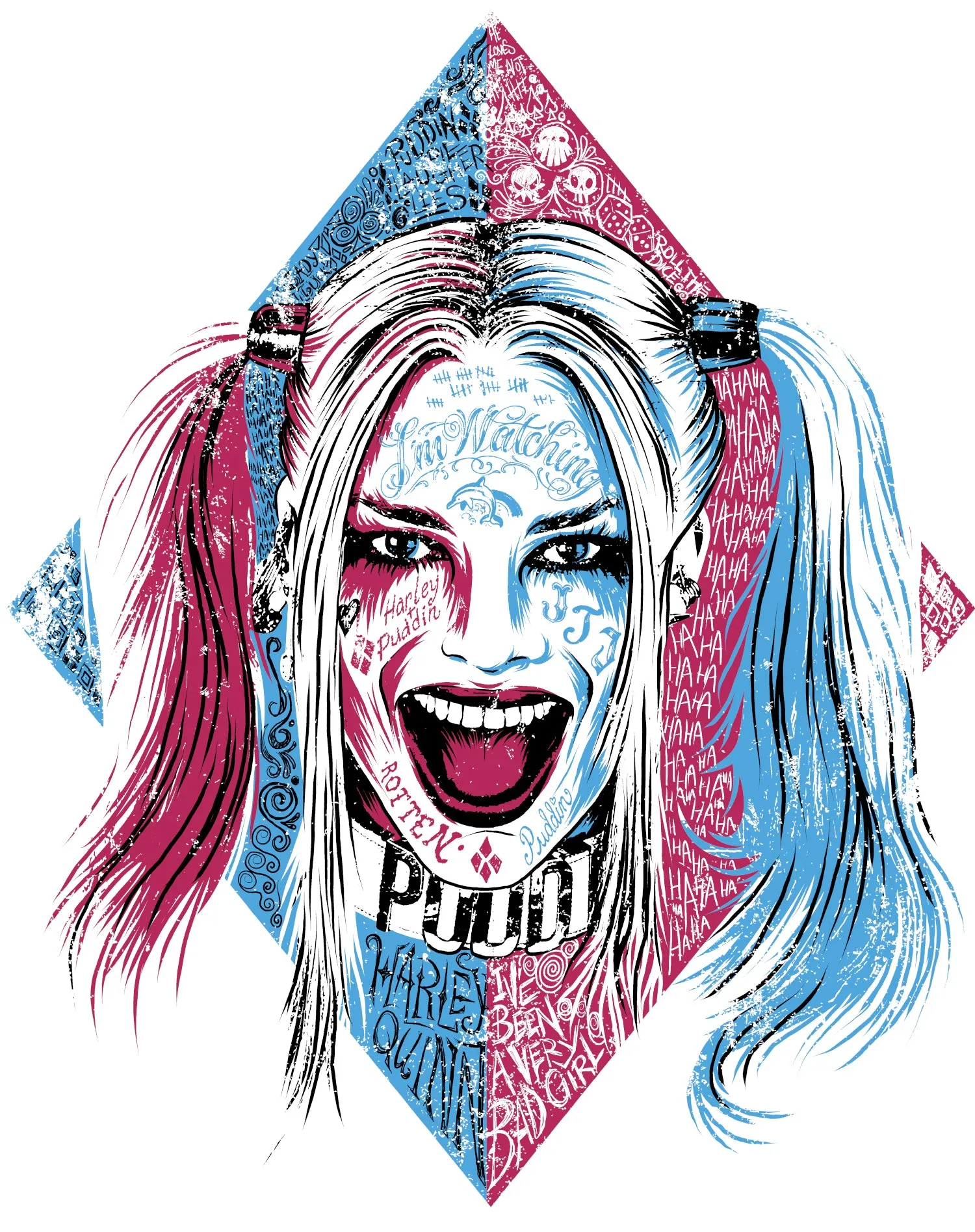 DC Suicide Squad Harley Quinn Lil Face Official Men's T-Shirt (White)